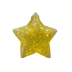 Vintage Art BlownGlass Star Suncatcher Ornament Yellow Thick Hanging 3D Starfish